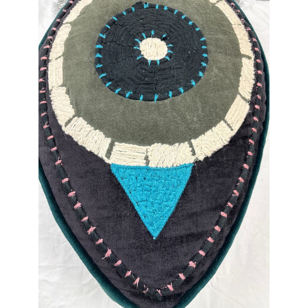 World Market Large Evil Eye Velvet Boho Decor Throw Pillow Sofa Pillow - Picture 2 of 6